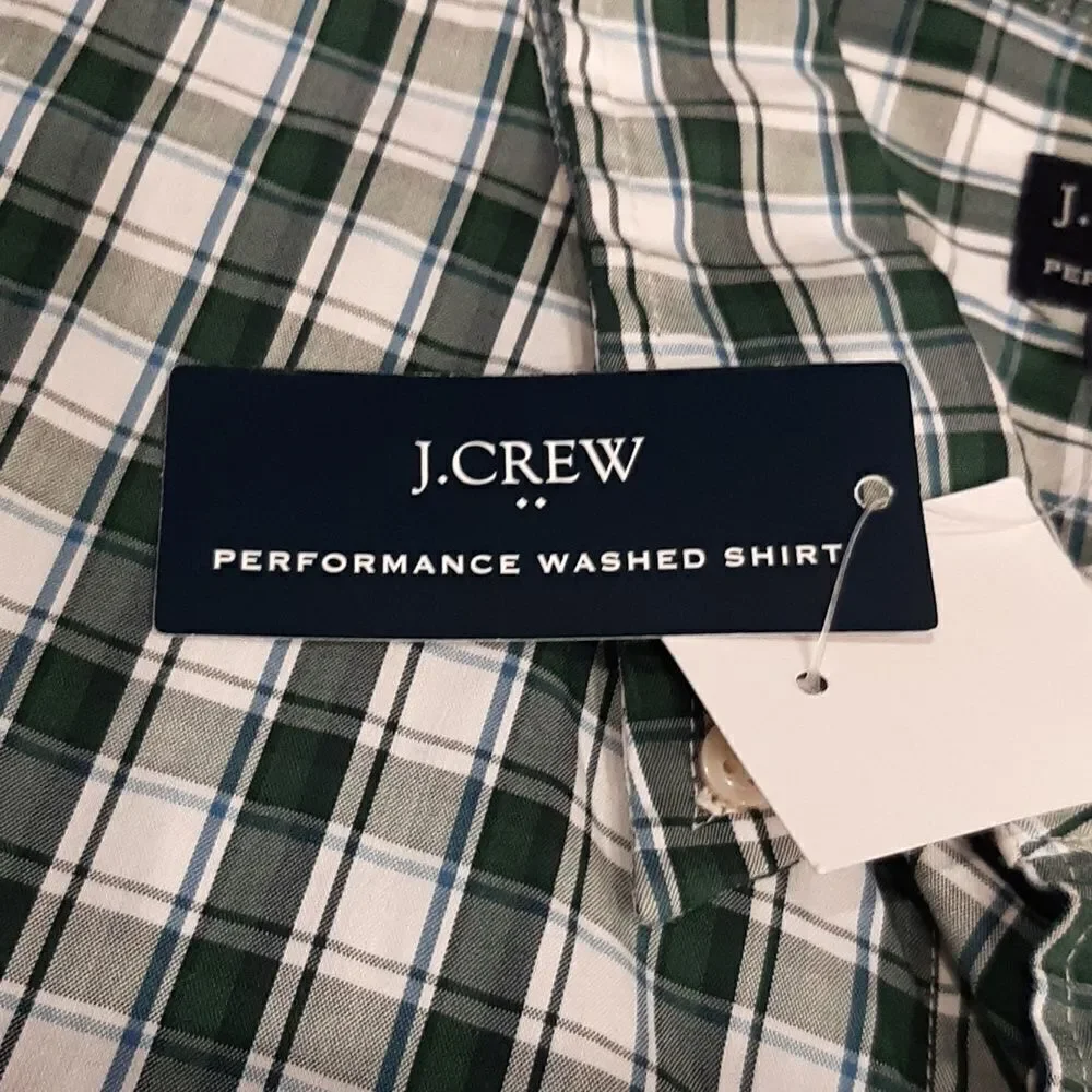 J. Crew Performance Green Checkered Button Down Shirt